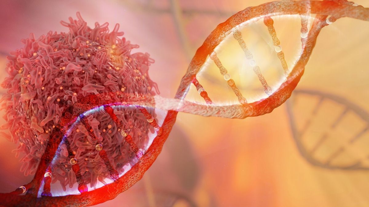 Plant-Based Diet Cancer DNA strands depicting cancer cells