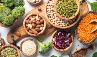 plant-based protein sources from vegetables, legumes, nuts, and seeds